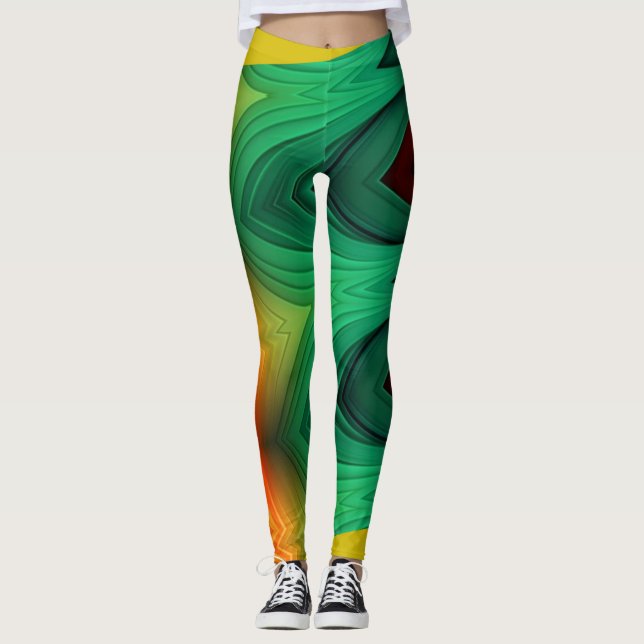 An unique cute multicolor "Ratti_Creative_Arts" Le Leggings (Front)
