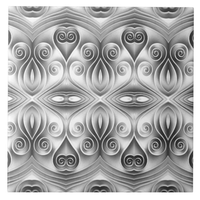 An unique seamless black & white classic pattern ceramic tile (Front)