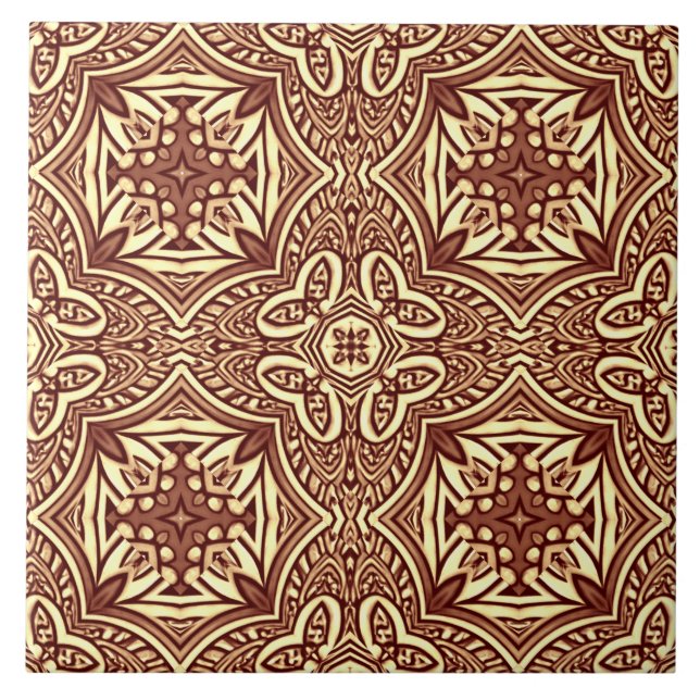 An unique vintage brown classic pattern   ceramic tile (Front)