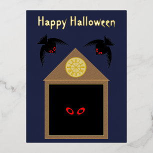 An Unkindness of Ravens Halloween Custom Foil Holiday Postcard