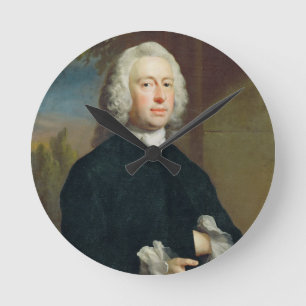 An Unknown Man in Black, 1735 (oil on canvas) Round Clock