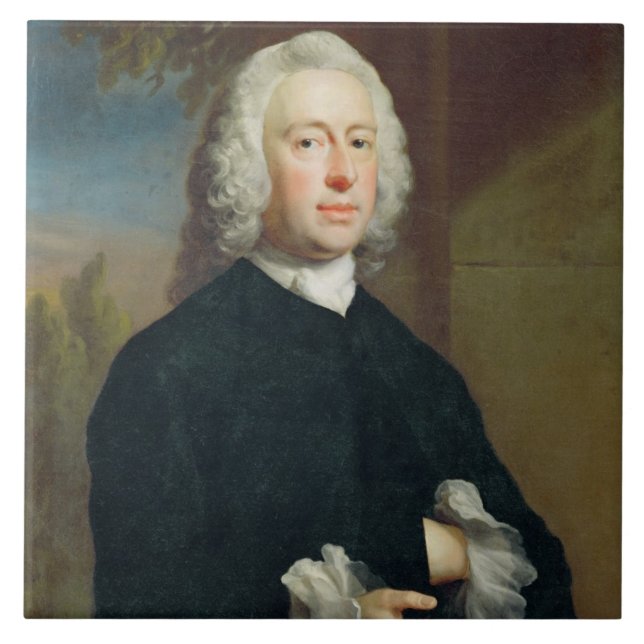 An Unknown Man in Black, 1735 (oil on canvas) Tile (Front)