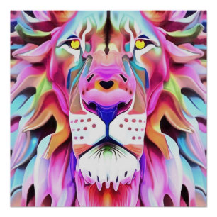 An Unreal Dreamlike Lion Fantasy Art Poster