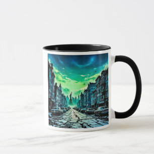 An urban street under a threatening sky. mug