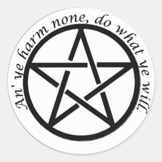 an ye harm none classic round sticker