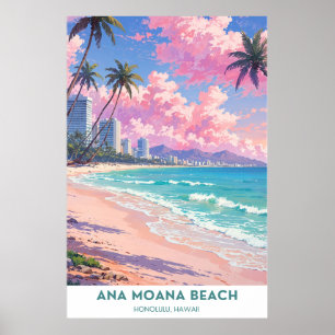 Ana Moana Beach, Beautiful Honolulu, Hwaii Beach Poster