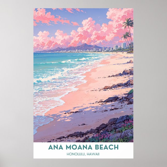 Ana Moana Beach, Honolulu, Hawaii Poster (Front)
