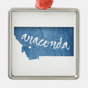 Anaconda Montana Wood Grain Metal Ornament