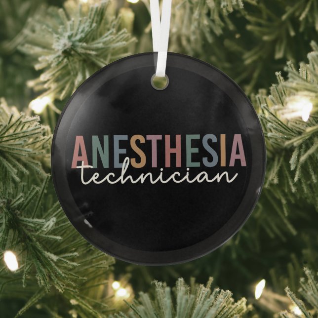 Anaesthesia Technician Retro Anaesthetic Tech Glass Tree Decoration (Insitu)