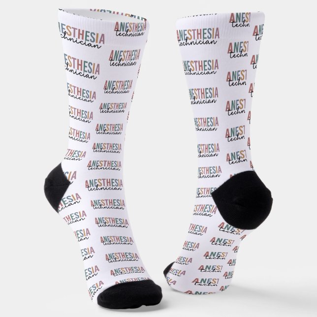 Anaesthesia Technician Retro Anaesthetic Tech Socks (Angled)