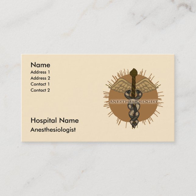 Anaesthesiologist Caduceus Appointment Card (Front)