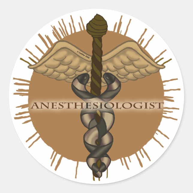 Anaesthesiologist Caduceus Classic Round Sticker (Front)