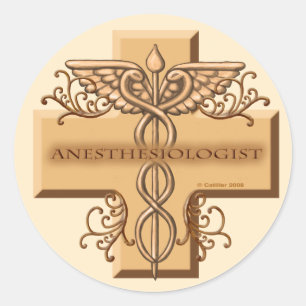 Anaesthesiologist Cross Classic Round Sticker