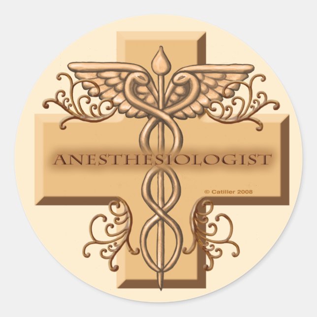 Anaesthesiologist Cross Classic Round Sticker (Front)