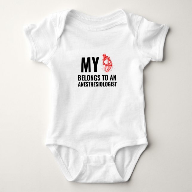 Anaesthesiologist funny heart baby bodysuit (Front)