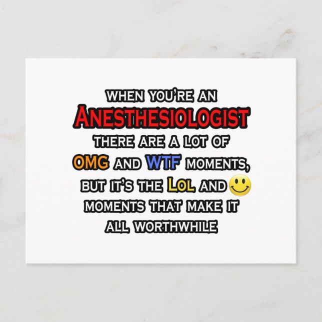 Anaesthesiologist ... OMG WTF LOL Postcard (Front)