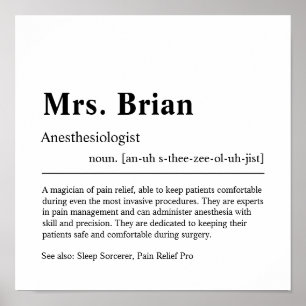 Anaesthesiologist Personalised Gift Poster