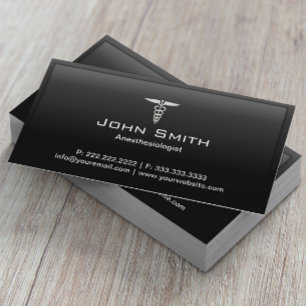 Anaesthesiologist Professional Black Frame Medical Business Card