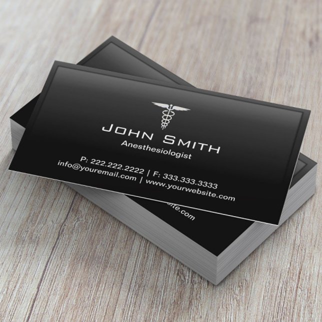 Anaesthesiologist Professional Black Frame Medical Business Card (Creator Uploaded)