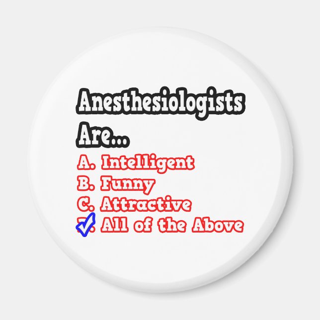 Anaesthesiologist Quiz...Joke Magnet (Front)