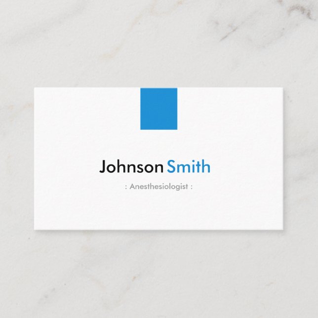 Anaesthesiologist - Simple Aqua Blue Business Card (Front)