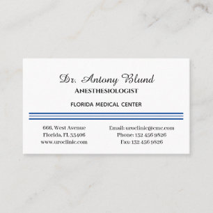 Anaesthesiologist Simple Navy Blue Business Card