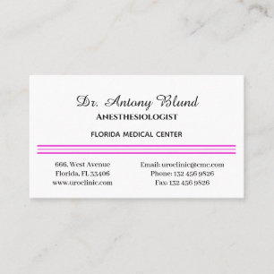 Anaesthesiologist Simple Pink Business Card