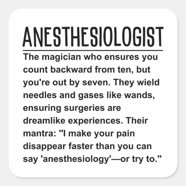 Anaesthesiologist  square sticker (Front)