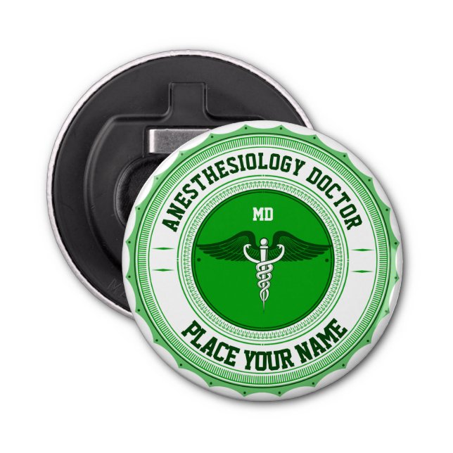 Anaesthesiology Caduceus Customisable MD Specialit Bottle Opener (Front)