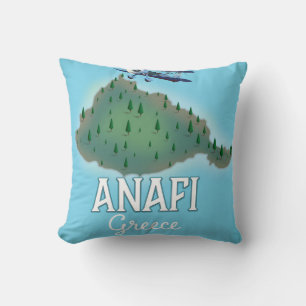 Anafi Island Greece travel poster. Cushion