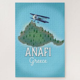 Anafi Island Greece travel poster. Jigsaw Puzzle