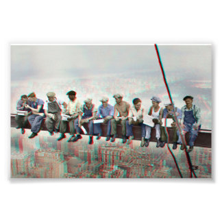 Anaglyph 3D Photo- Lunch atop Skyscraper New York Photo Print