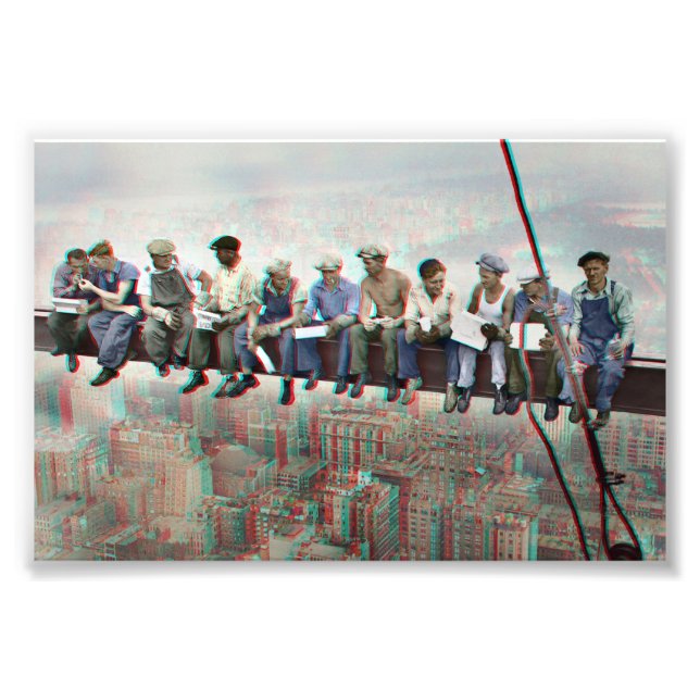 Anaglyph 3D Poster- Lunch atop Skyscraper New York Photo Print (Front)