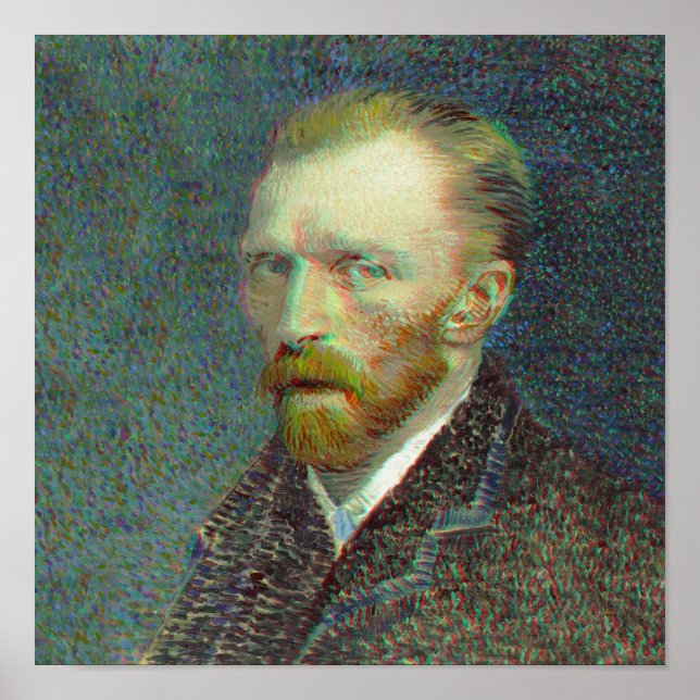 Anaglyph 3D Vincent van Gog Self-Portrait Poster (Front)