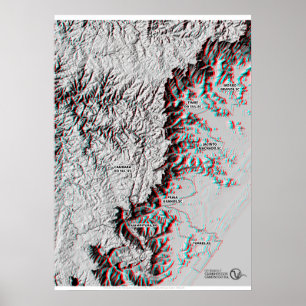 Anaglyph Map - Geopark-use 3D glasses Poster