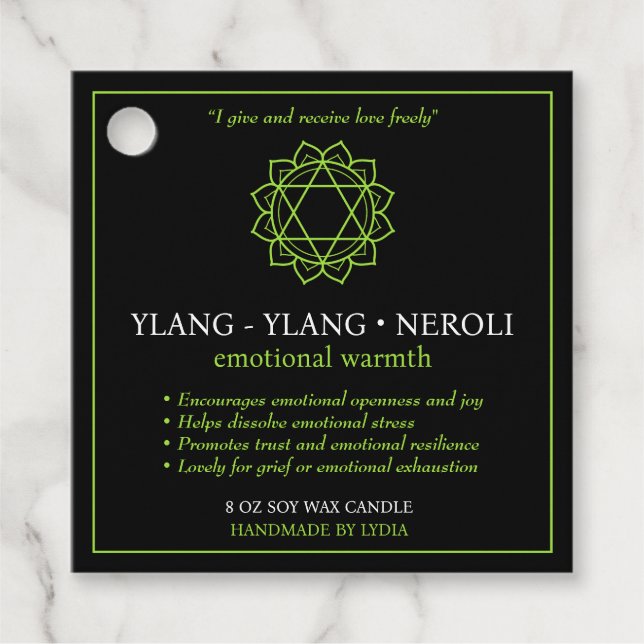 Anahata Heart Chakra Candle Label (Front)
