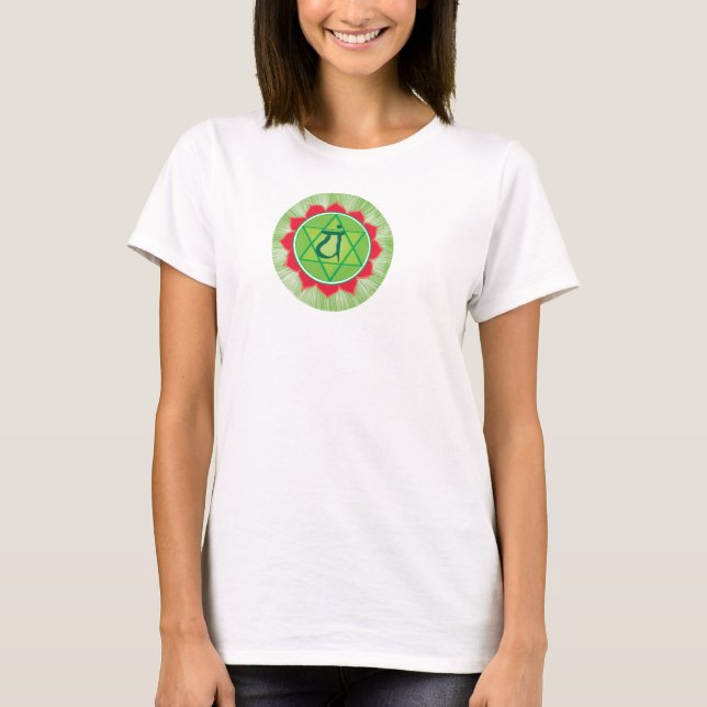 Anahata Heart Chakra Flowy Circle Top, White T-Shirt (Front)