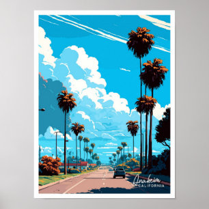 Anaheim California Art Travel Vintage illustration Poster