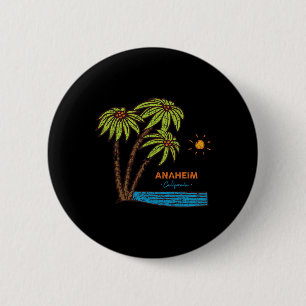 Anaheim, California Surfing Vintage Retro Beach Hi 6 Cm Round Badge