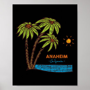 Anaheim, California Surfing Vintage Retro Beach Hi Poster