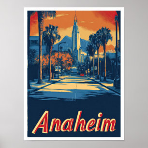 Anaheim California USA Vintage Travel Illustration Poster