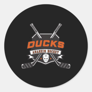 Anaheim Ducks Hockey Sticks White Officially Licen Classic Round Sticker