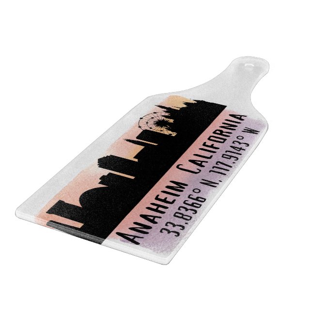 Anaheim Skyline Latitude and Longitude  Cutting Board (Corner)