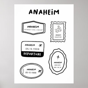 Anaheim - Travel Stamp Collection Minimalist Poster