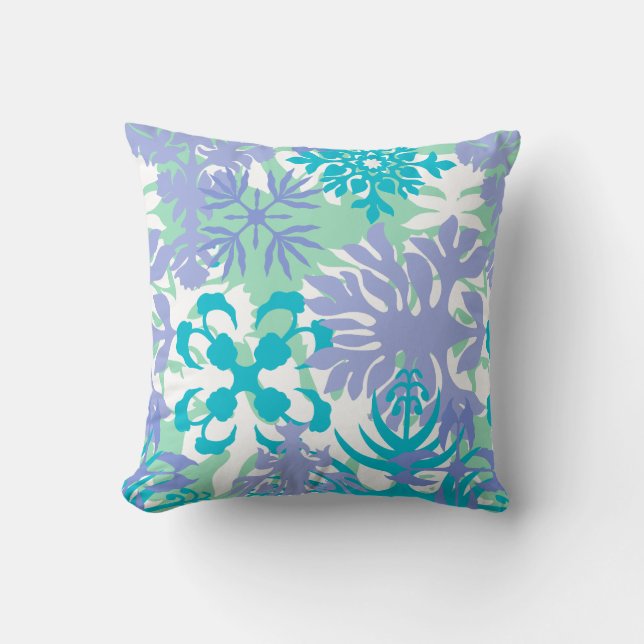 Anahola Bay Hawaiian Abstract Floral Mint Green Cushion (Front)