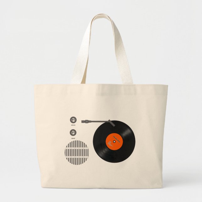 Analog record player large tote bag (Front)
