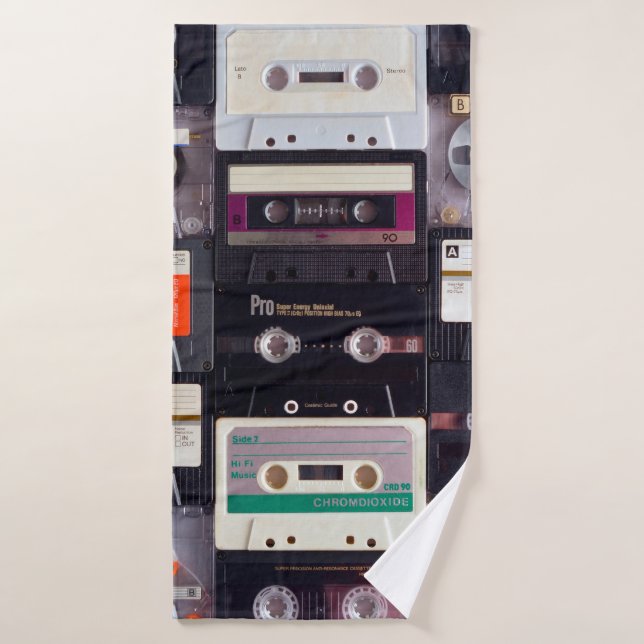 Analogic audiocassette tapes bath towel (Bath Towel)