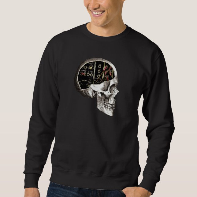 Analogue Modular Synthesizer Skull For Synth Nerd Sweatshirt (Front)