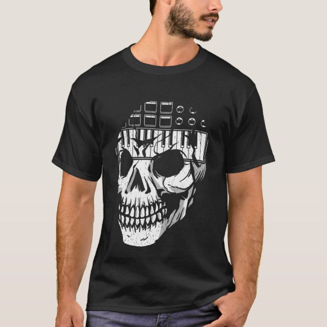 Analogue Modular Synthesizer Skull Music Synth Ner T-Shirt (Front)