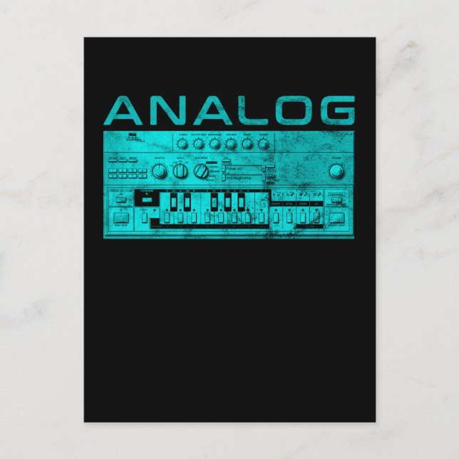 Analogue Synthesizer Keyboard Synth Postcard (Front)